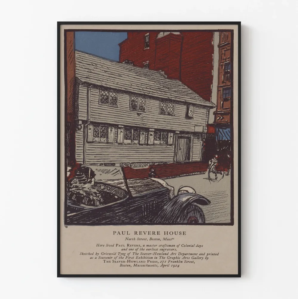 Plakat vintage Dom Paula Revere' w Bostonie
