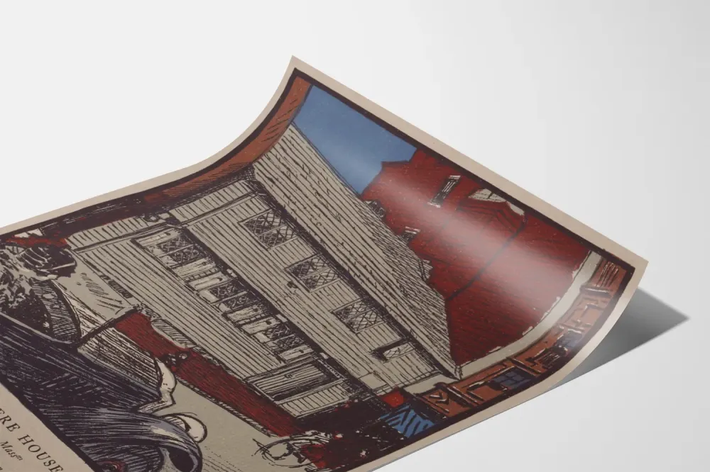 Plakat vintage Dom Paula Revere' w Bostonie