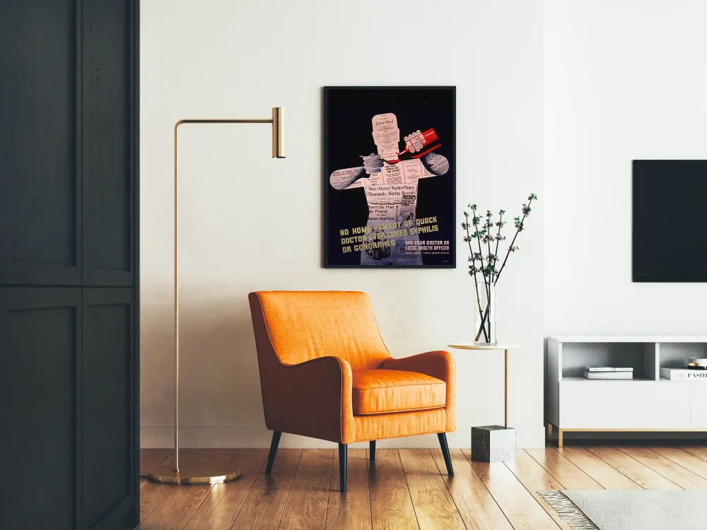 Plakat vintage dotyczący profilaktyki zdrowotnej przeciwko syfilisowi i rzeżączce