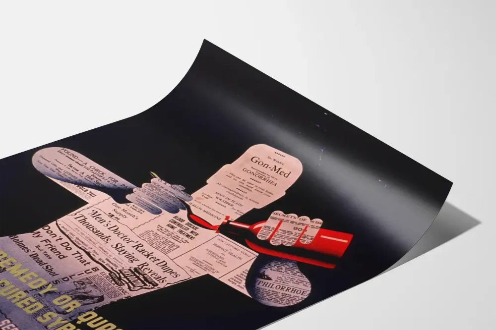 Plakat vintage dotyczący profilaktyki zdrowotnej przeciwko syfilisowi i rzeżączce