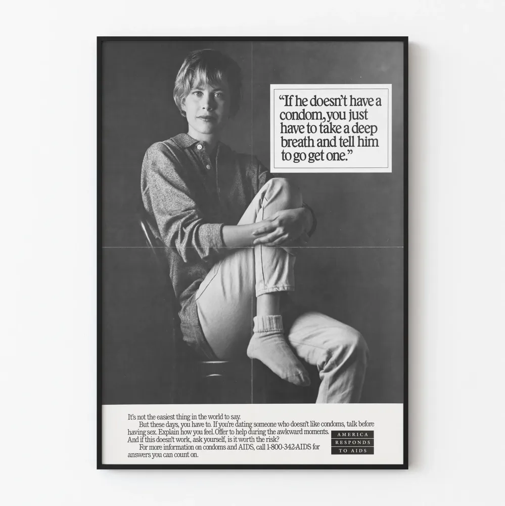 Plakat vintage dotyczący zapobiegania HIV i używania prezerwatyw
