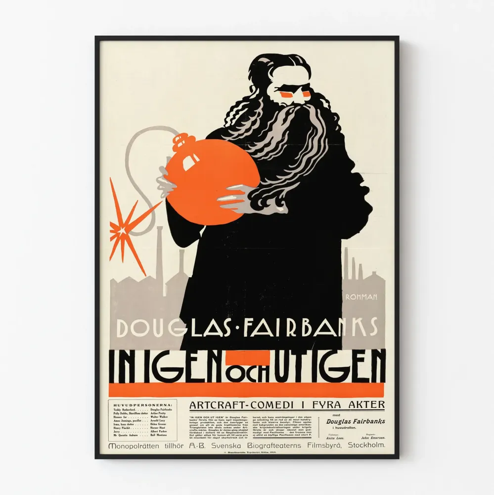 Plakat vintage Douglas Fairbanks Again Out Again