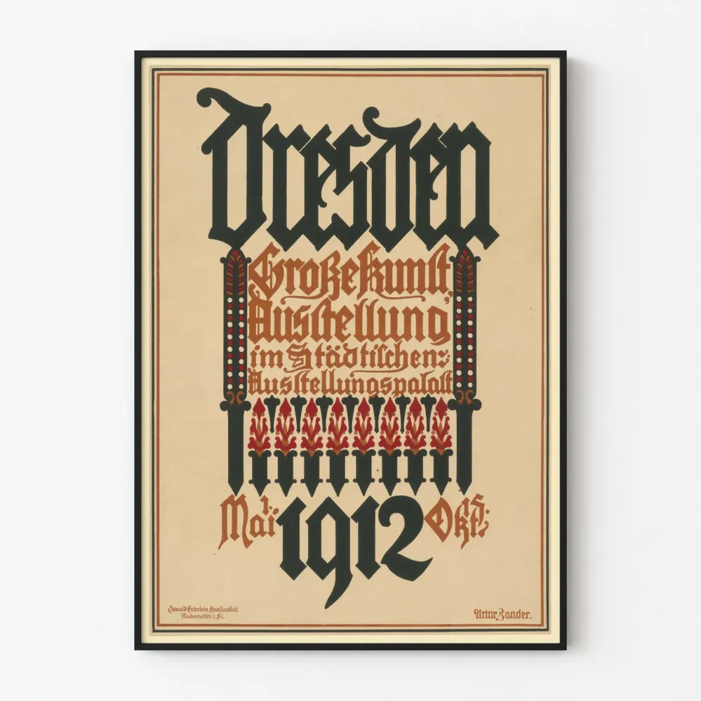 Plakat vintage z Drezna, wystawa sztuki 1912