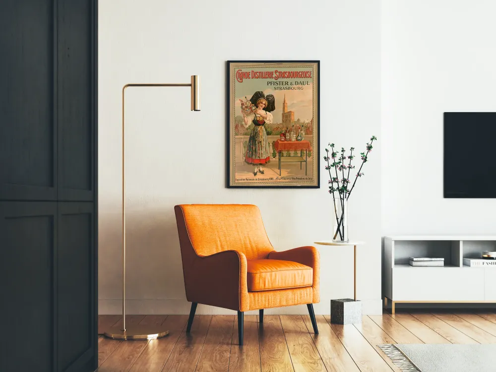 Plakat vintage dużej strasbourskiej destylarni Pfister & Daul Strasbourg