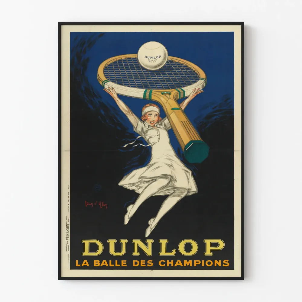 Plakat vintage Dunlop La Balle des Champions tenis