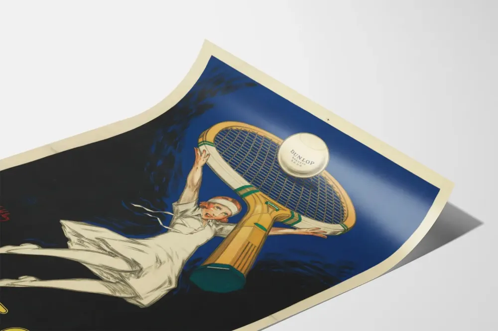 Plakat vintage Dunlop La Balle des Champions tenis