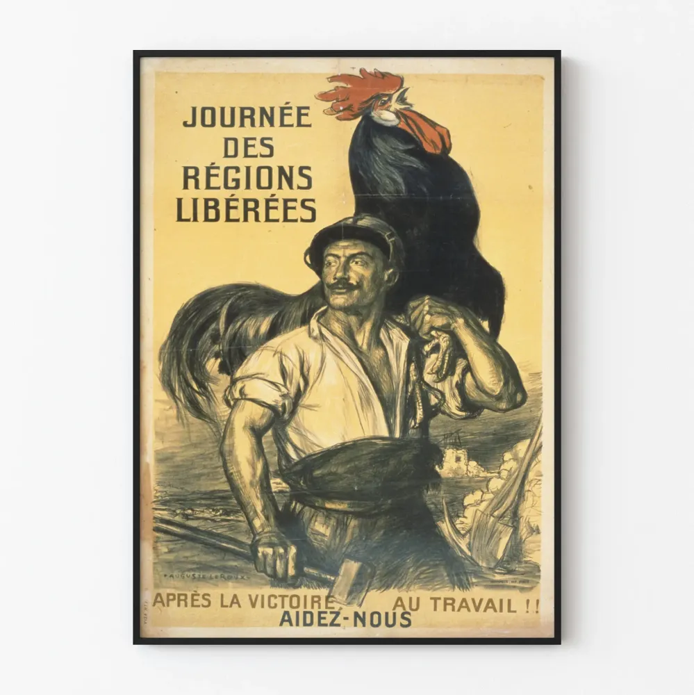 Plakat vintage Dzień Wyzwolonych Regionów Praca i Zwycięstwo