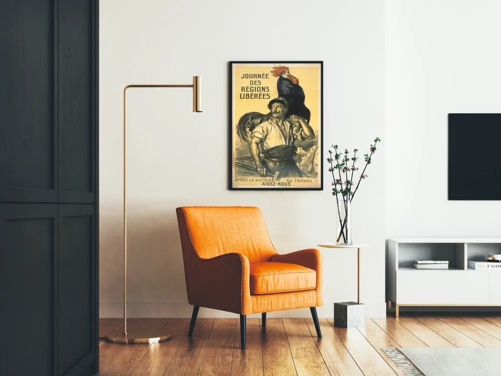 Plakat vintage Dzień Wyzwolonych Regionów Praca i Zwycięstwo