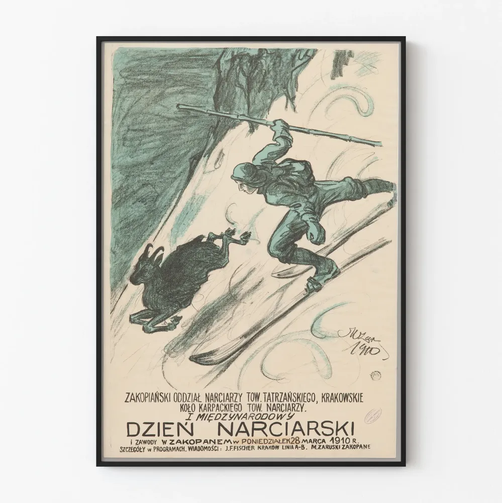 Plakat vintage Dzien Narciarski – Zawody narciarskie w Zakopanem 1910