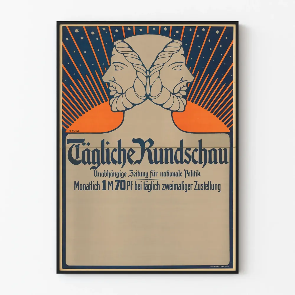 Plakat Vintage Dziennik Tägliche Rundschau Symboliczny Design