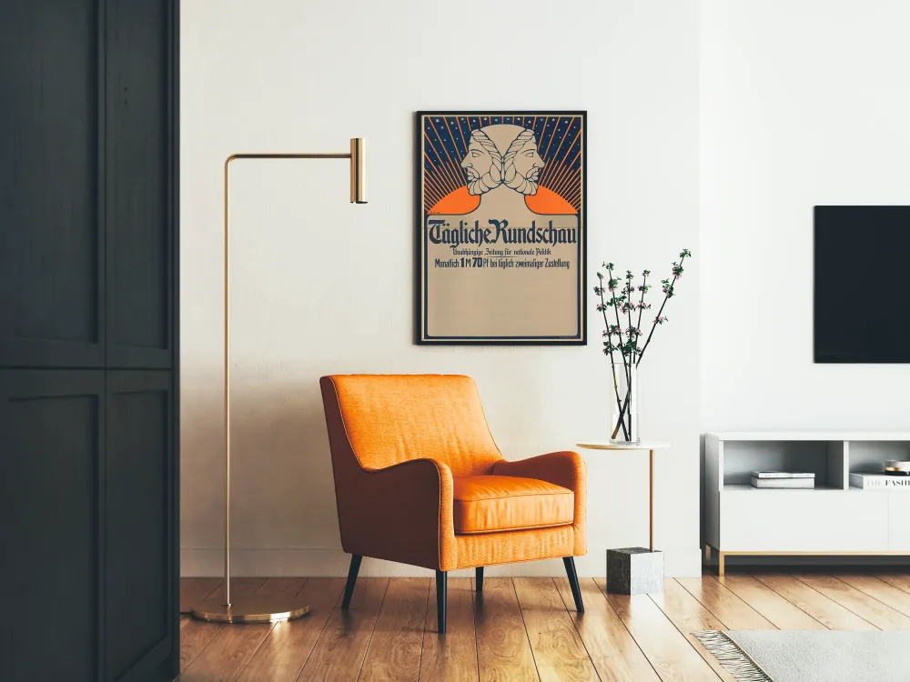 Plakat Vintage Dziennik Tägliche Rundschau Symboliczny Design