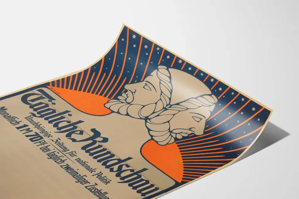 Plakat Vintage Dziennik Tägliche Rundschau Symboliczny Design