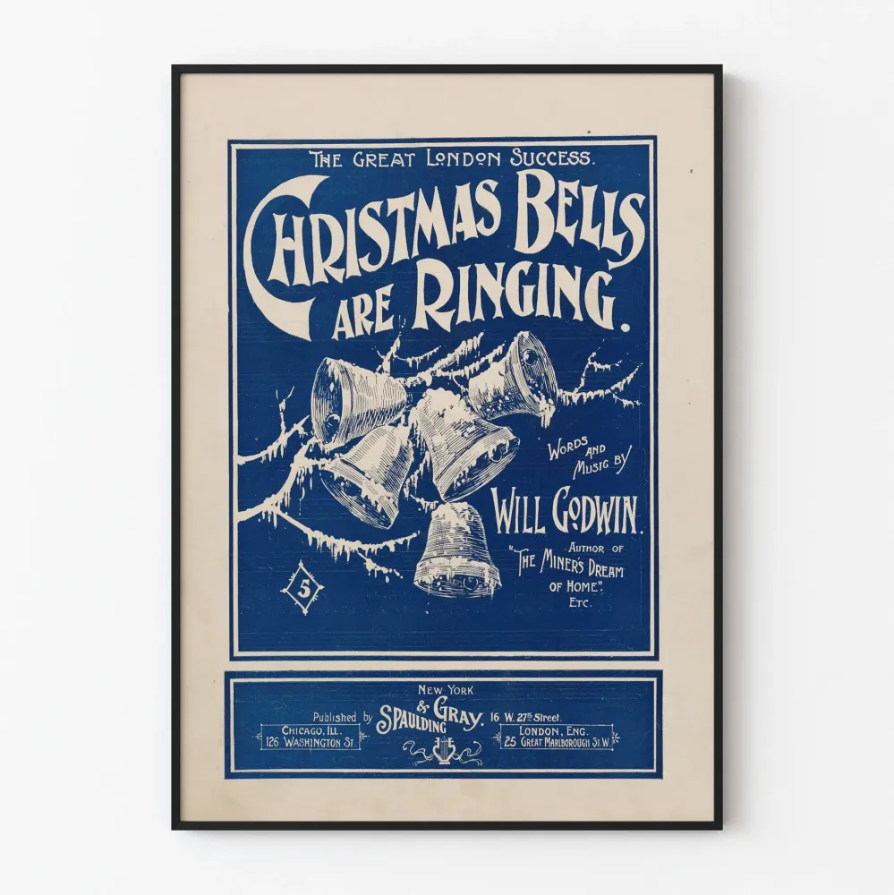 Plakat Vintage Dzwony Świąteczne Dzwonią Bleue