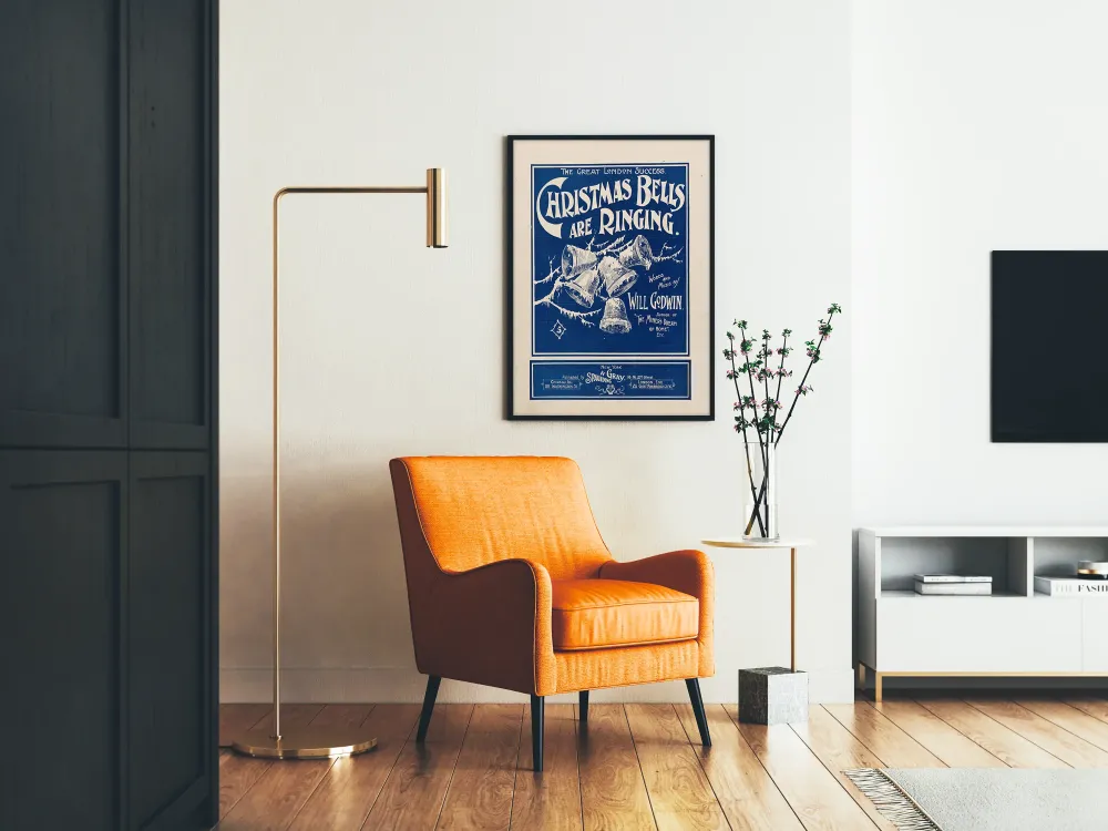 Plakat Vintage Dzwony Świąteczne Dzwonią Bleue