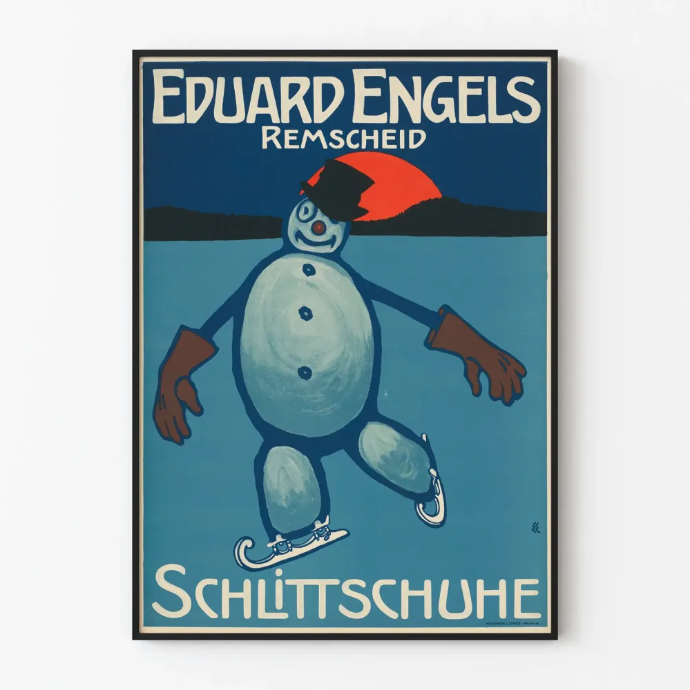 Plakat vintage Eduard Engels Remscheid łyżwy figurowe