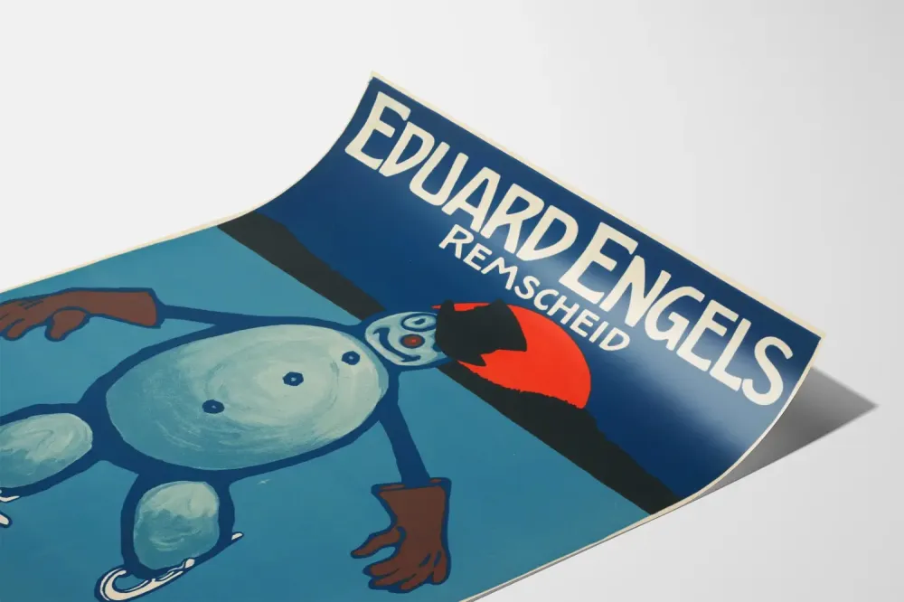 Plakat vintage Eduard Engels Remscheid łyżwy figurowe