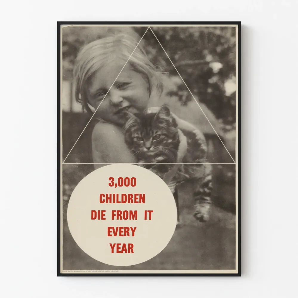 Plakat vintage edukacyjny dla dzieci 3000 zgonów rocznie