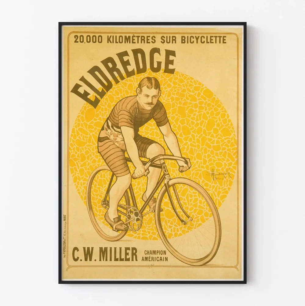 Plakat vintage Eldredge 20 000 kilometrów na rowerze
