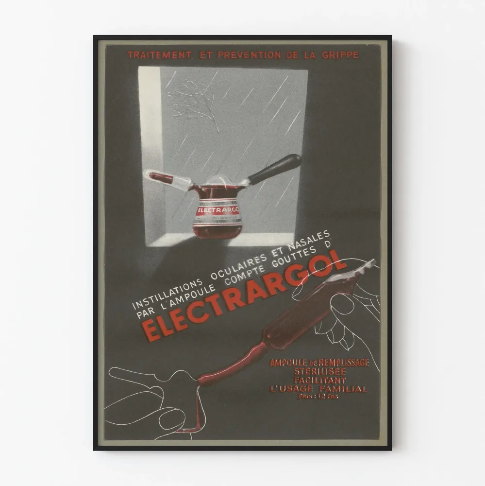 Plakat vintage Electrargol - Leczenie i zapobieganie grypie