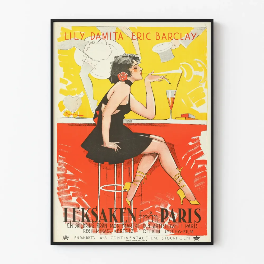 Plakat vintage elegancka kobieta na żółtych obcasach