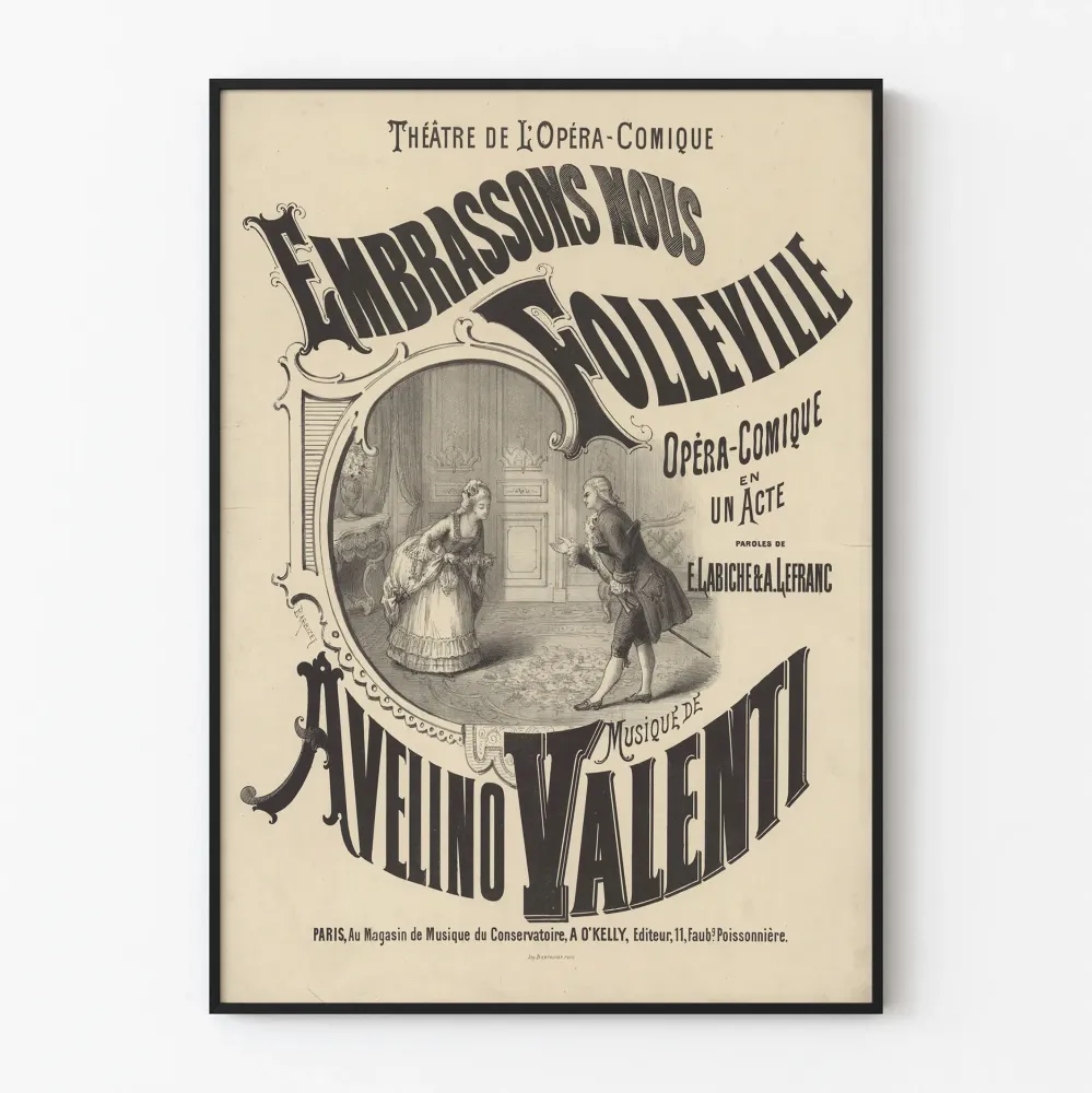 Plakat vintage Embrassons Nous Folleville - Teatr Opery-Komedii