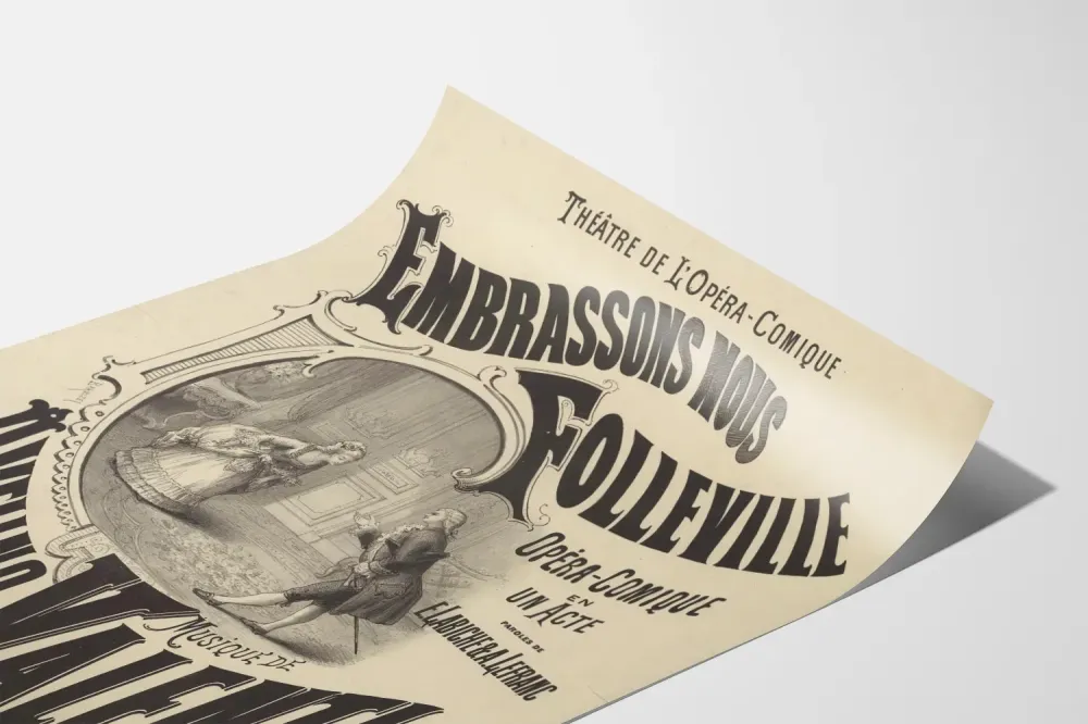 Plakat vintage Embrassons Nous Folleville - Teatr Opery-Komedii