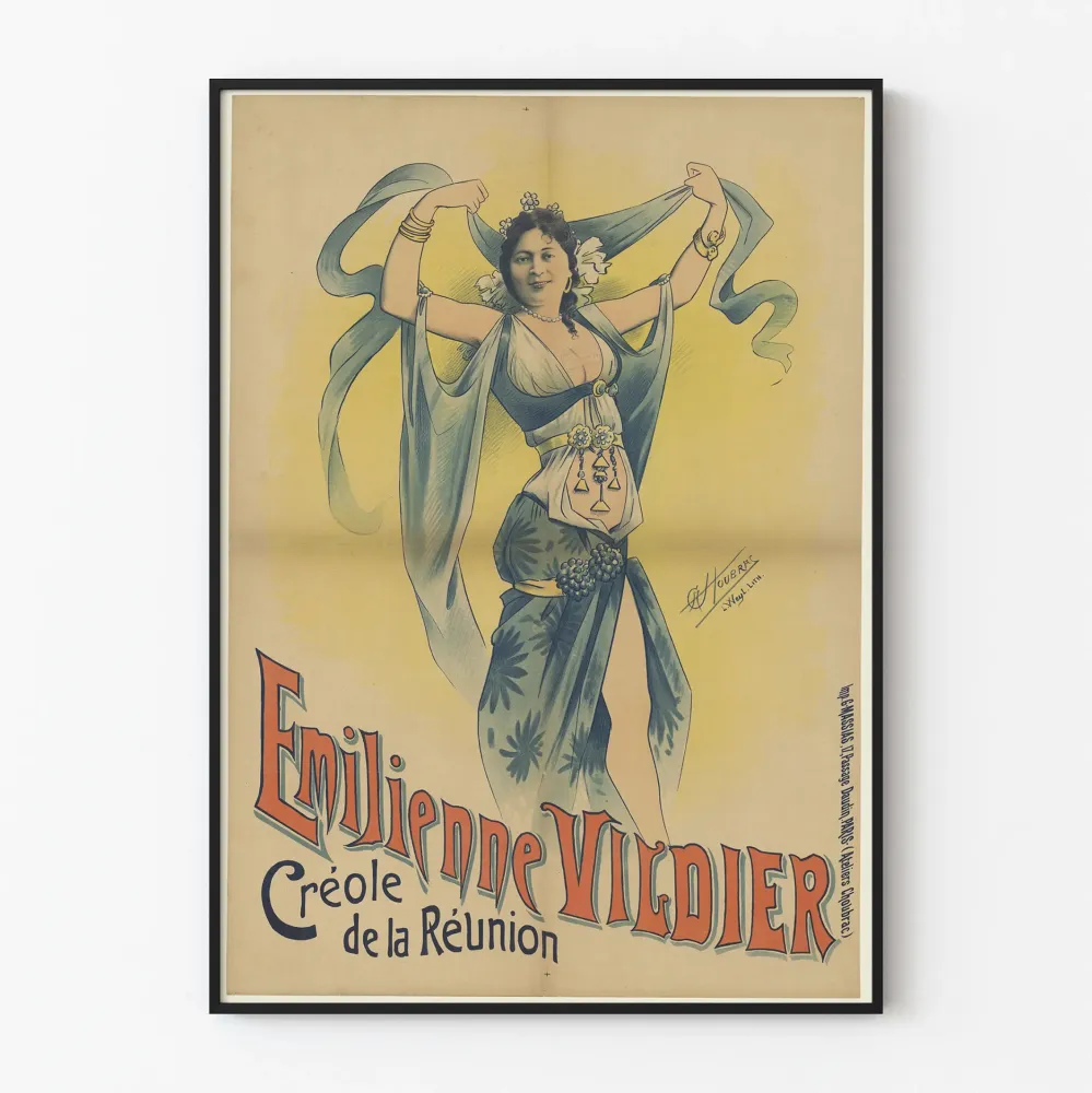 Plakat vintage Emilienne Vildier Kreolka z Réunion