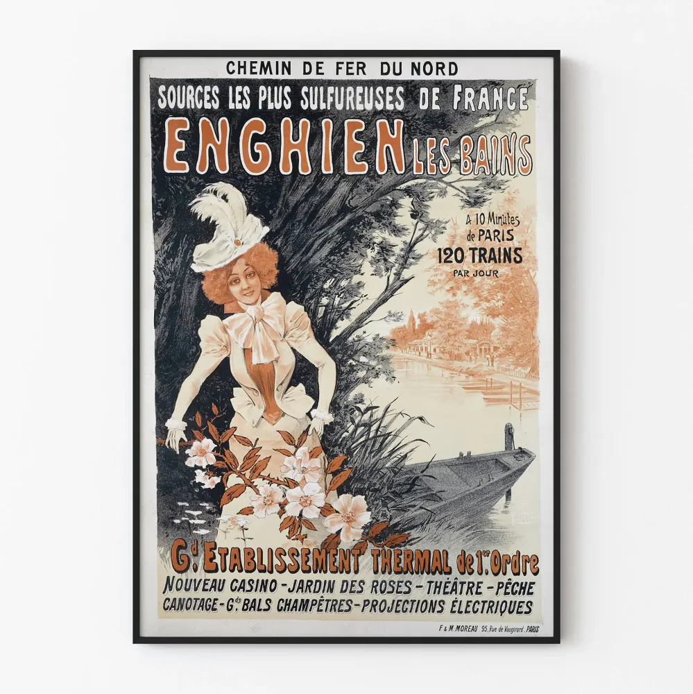 Plakat vintage Enghien-les-Bains Źródł Siarkowe Francja