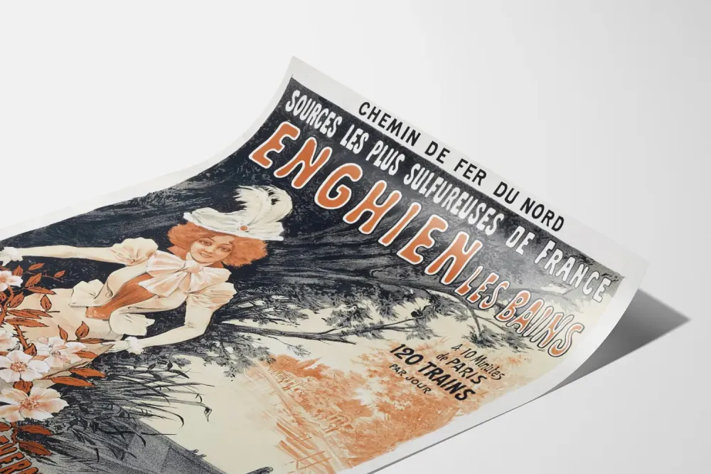 Plakat vintage Enghien-les-Bains Źródł Siarkowe Francja