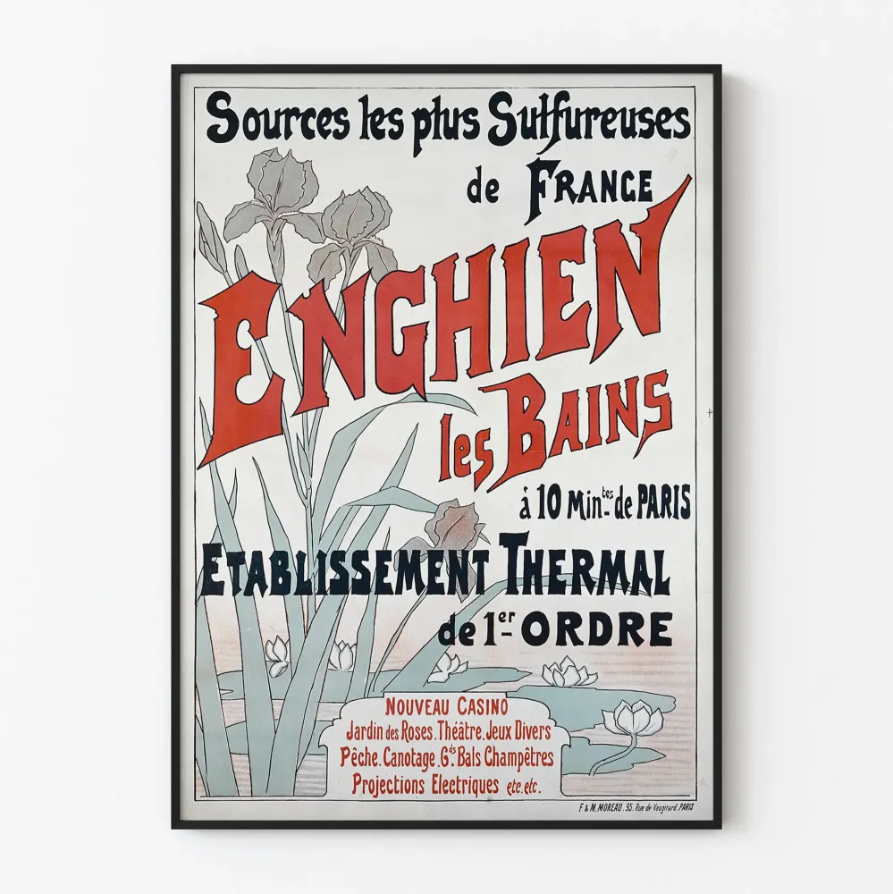 Plakat vintage Enghien-les-Bains źródł siarkowe Francja