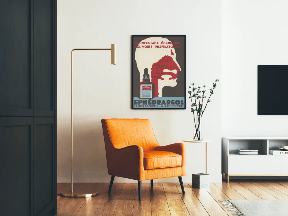 Plakat vintage Ephédrargol środek dezynfekujący drogi oddechowe