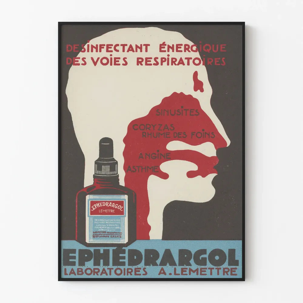 Plakat vintage Ephédrargol środek dezynfekujący drogi oddechowe