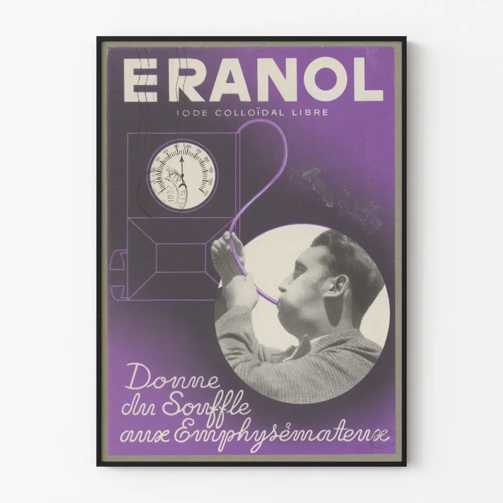 Plakat vintage ERANOL jodowy koloidalny wolny na rozedmę