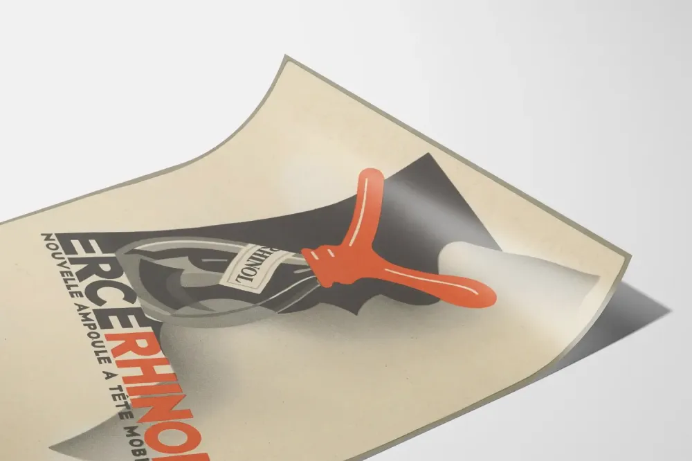 Plakat vintage ERCE RHINOL z ruchomą głową