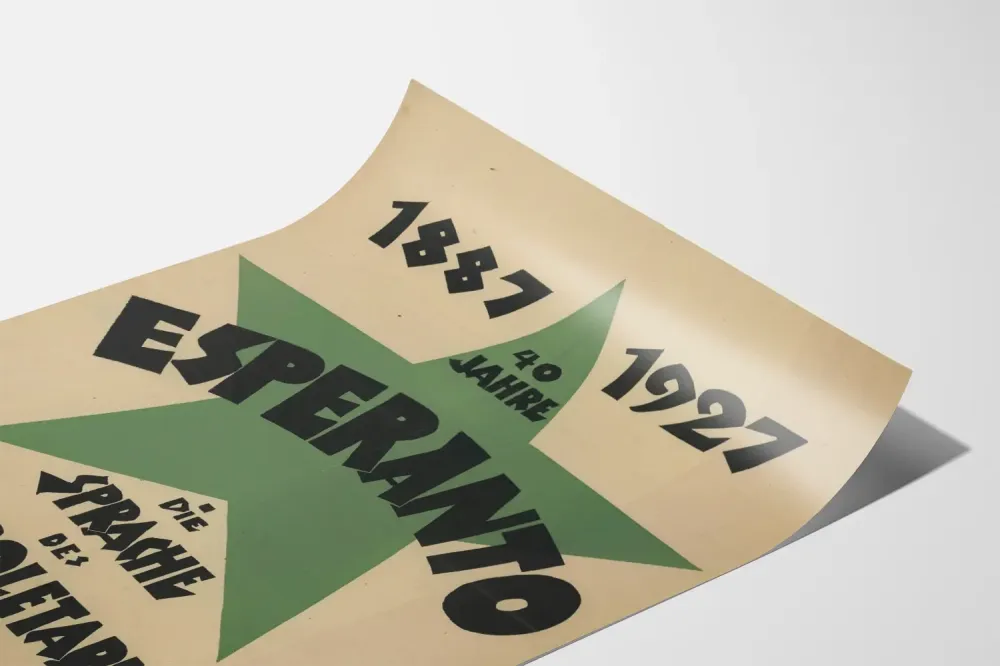 Plakat vintage Esperanto 1887-1927 Gwiazda Zielona