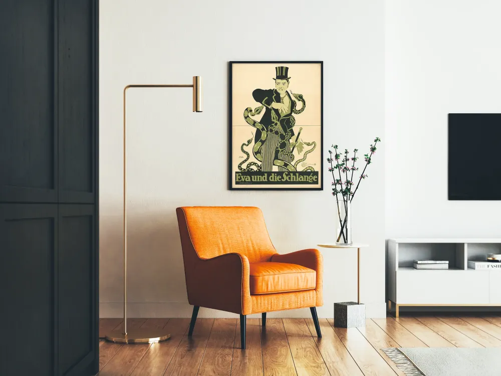 Plakat vintage Eva und die Schlange z mężczyzną i wężami