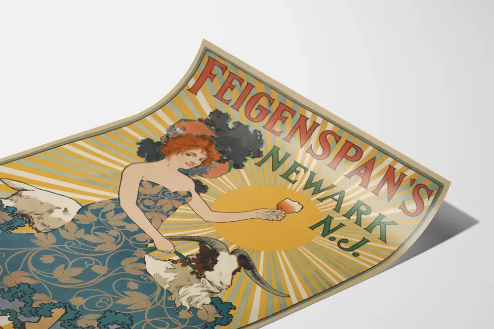 Plakat vintage Feigenspan's Bock Beer Newark
