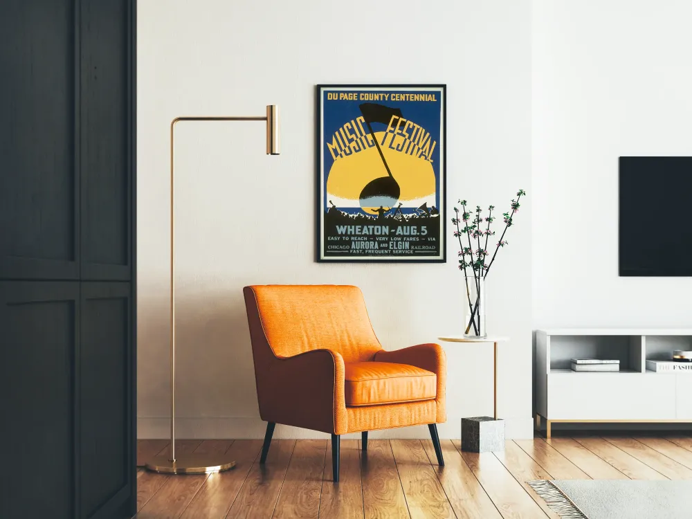 Plakat vintage Festiwal Muzyki Setna Rocznica Hrabstwa Du Page