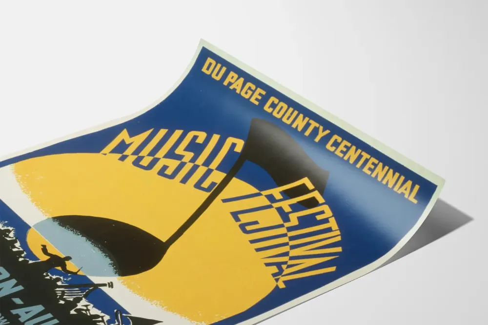 Plakat vintage Festiwal Muzyki Setna Rocznica Hrabstwa Du Page