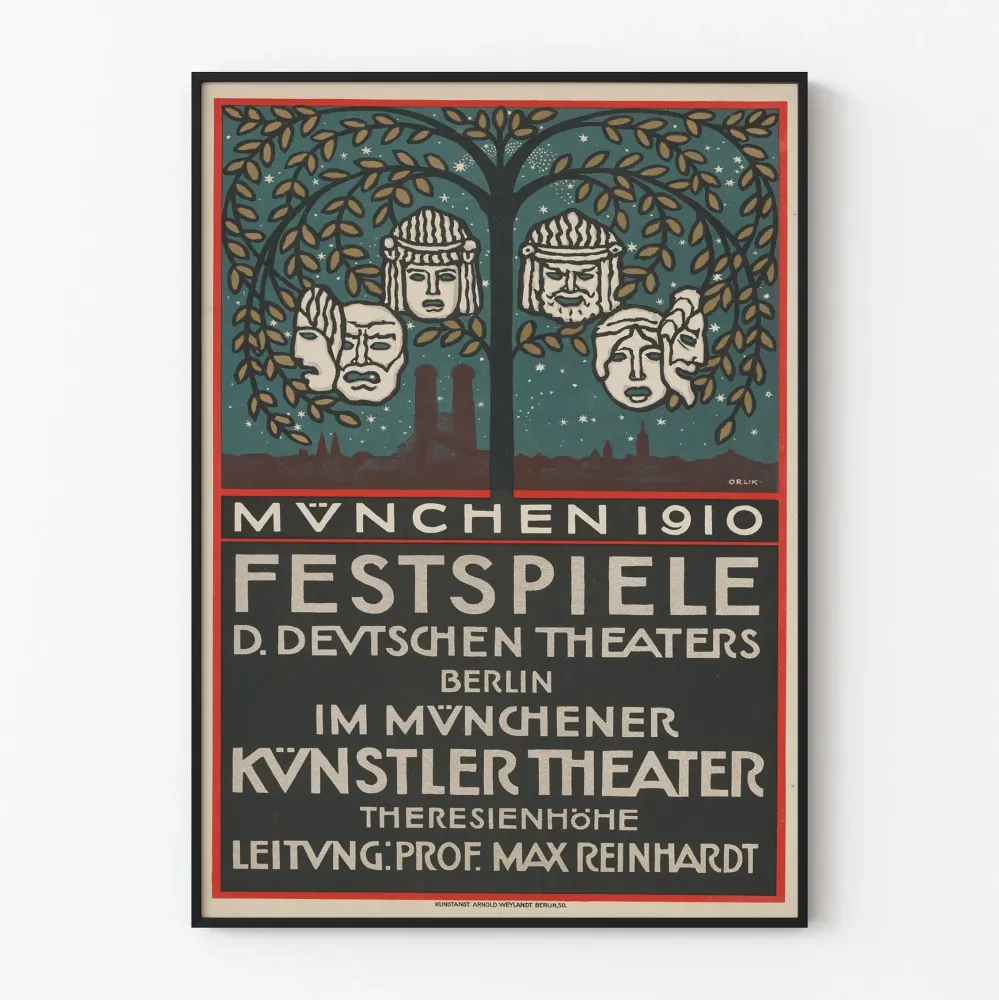 Plakat vintage Festspiele teatr niemiecki Berlin 1910