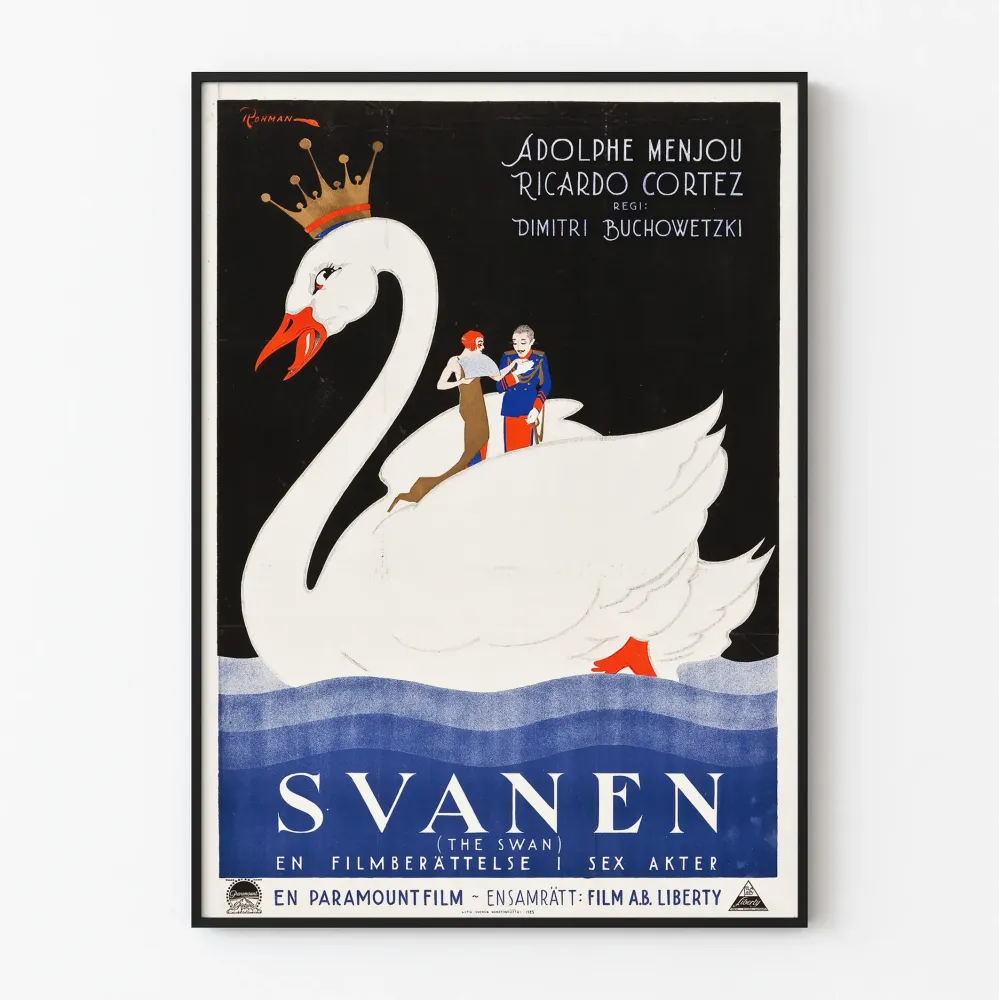 Plakat Vintage Film Swan z Królewskim Łabędziem i Parą