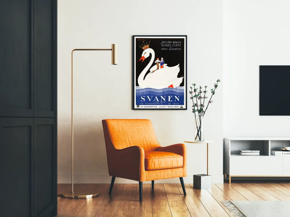 Plakat Vintage Film Swan z Królewskim Łabędziem i Parą