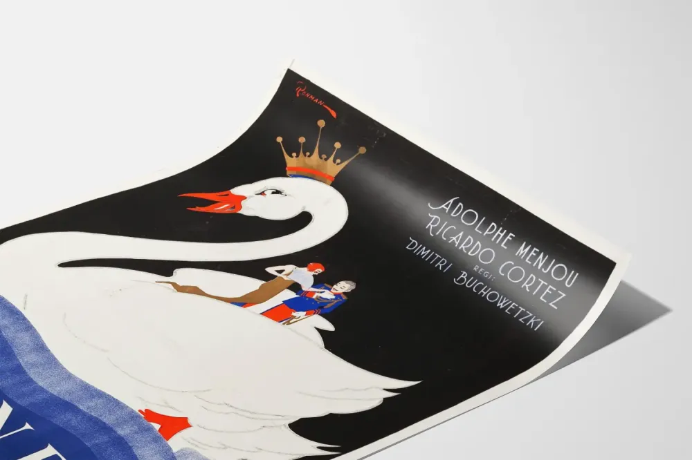 Plakat Vintage Film Swan z Królewskim Łabędziem i Parą