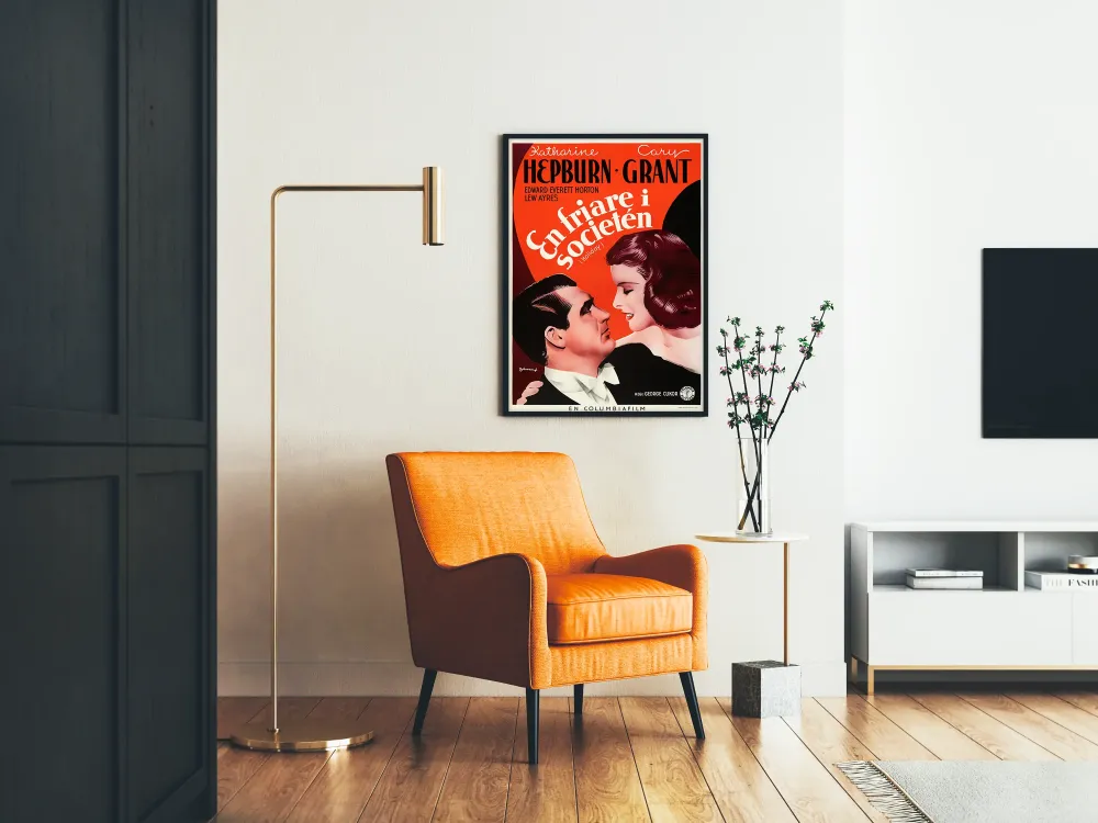 Plakat vintage filmowy Holiday Katherine Hepburn i Cary Grant
