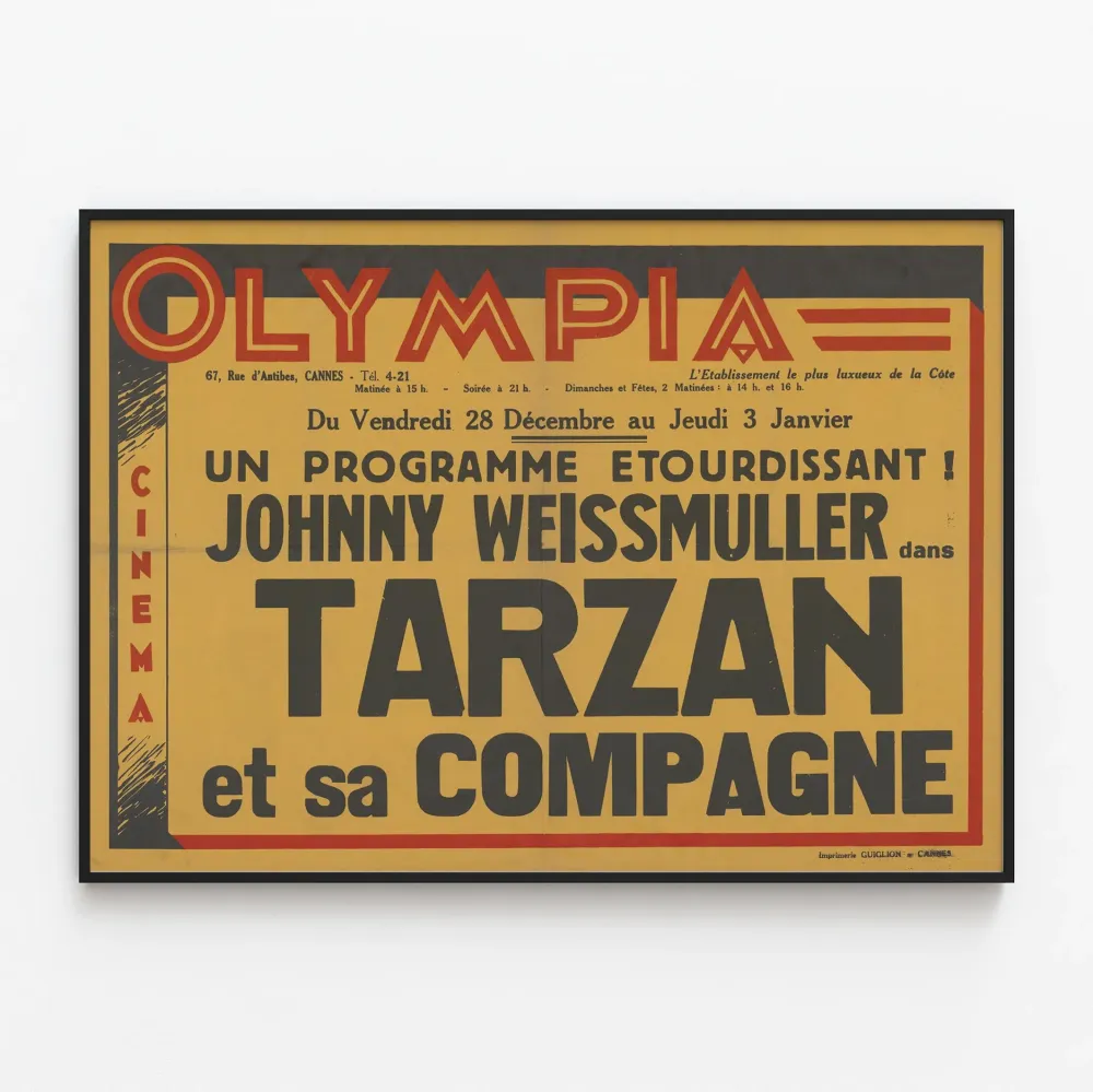 Plakat vintage filmowy Tarzan i jego towarzyszka Johnny Weissmuller