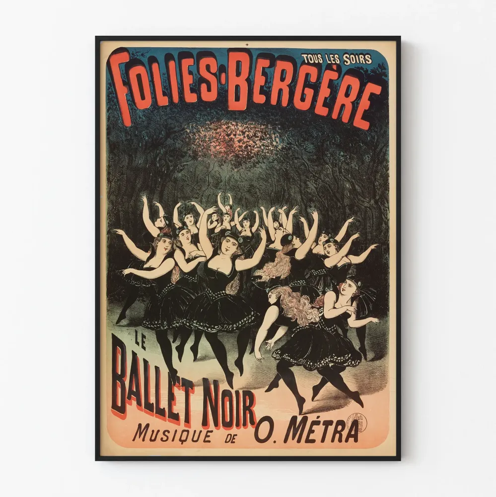 Plakat vintage Folies Bergère Balet Czarny