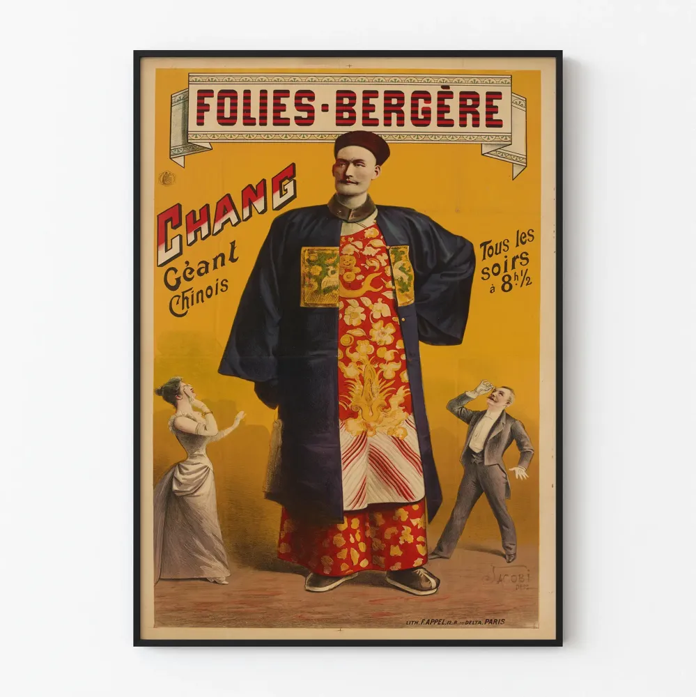 Plakat vintage Folies Bergère Chang Chiński Gigant