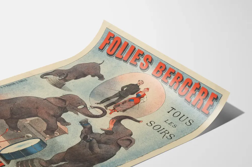 Plakat vintage Folies Bergère Dwa słonie księżniczki Sheherazade