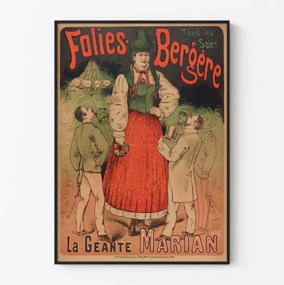 Plakat vintage Folies Bergère La Géante Marian