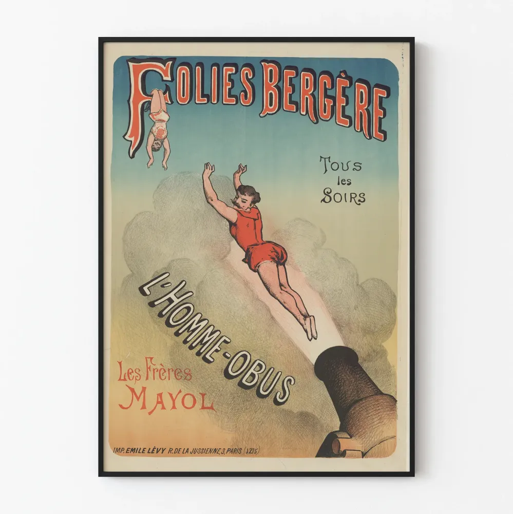 Plakat vintage Folies Bergère L'Homme-Obus Les Frères Mayol